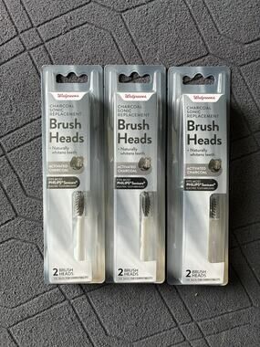 3- 2pk Walgreens Charcoal Sonic Replacement Brush Heads, Fits Philips Sonicare